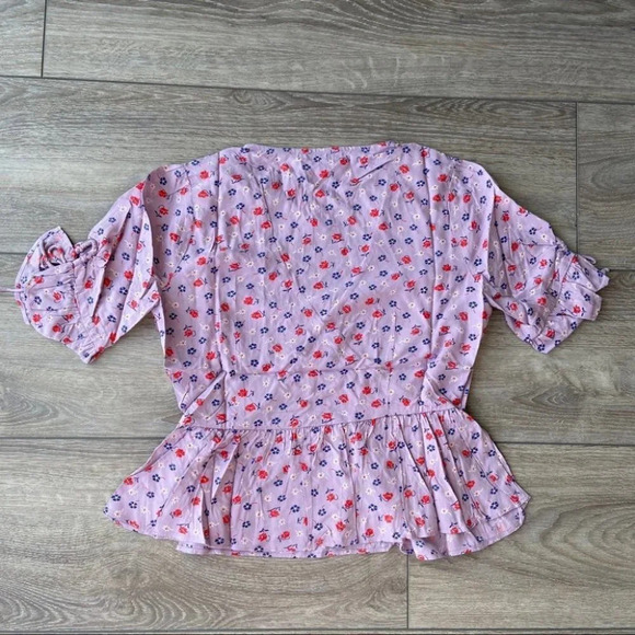 NWT Madewell  Tie-Sleeve Wrap Top in Prairie Posies - Picture 10 of 11